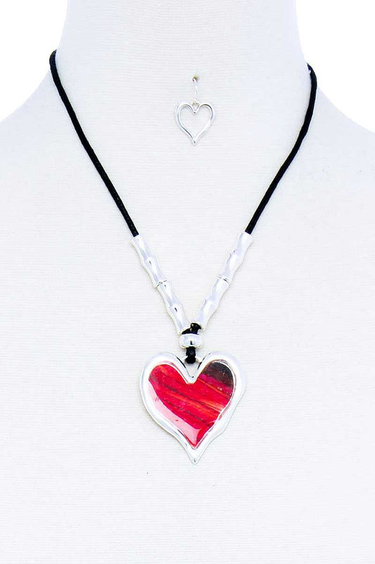 Fashion Stylish Heart Pendant Necklace And Earring Set - Absolute Fashion 2020