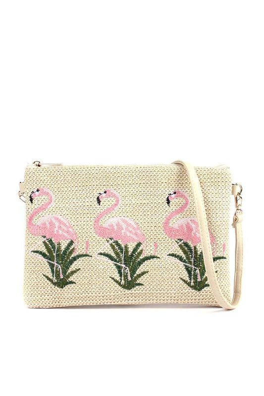 Flamingo Embroidered Pouch - Absolute Fashion 2020