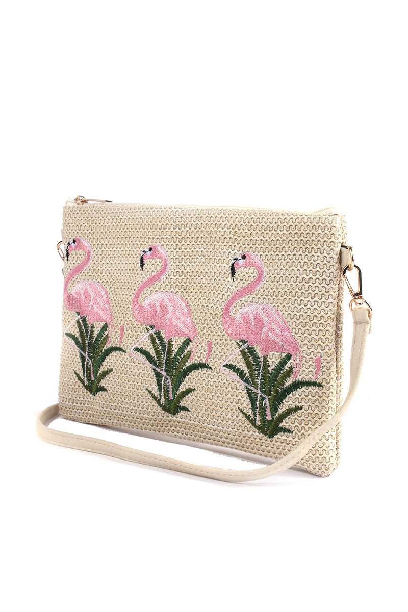 Flamingo Embroidered Pouch - Absolute Fashion 2020
