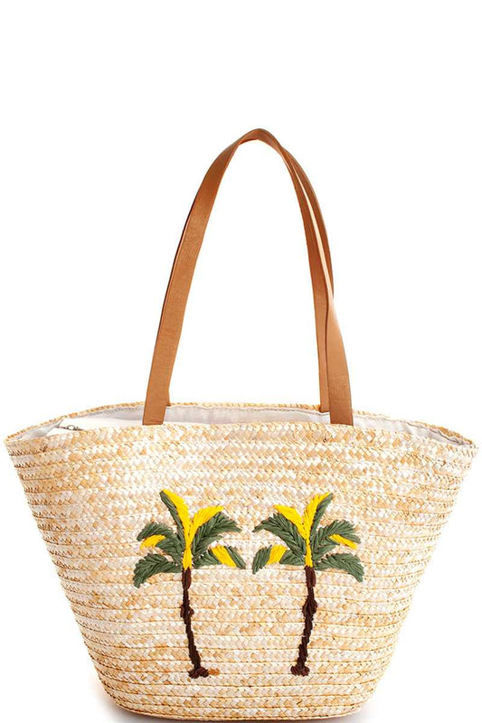 Chic Modern Natural Straw Woven Palm Tree Shopper Bag - Absolute Fashion 2020