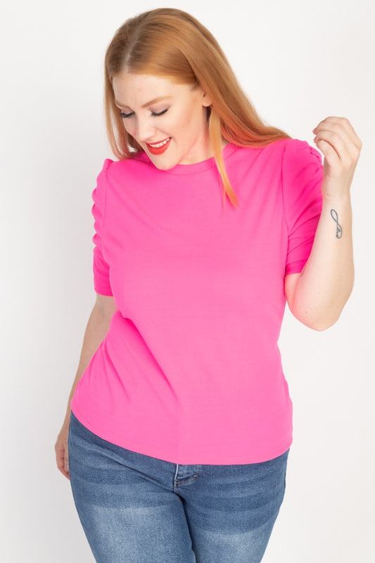 Ruched Short Sleeve Shirts - Absolute Fashion 2020