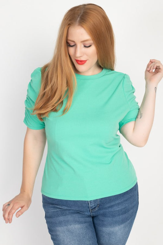Ruched Short Sleeve Shirts - Absolute Fashion 2020