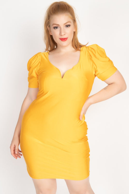Satin Puff Sleeves Mini Dress - Absolute Fashion 2020