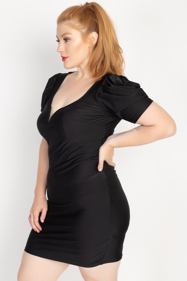Satin Puff Sleeves Mini Dress - Absolute Fashion 2020