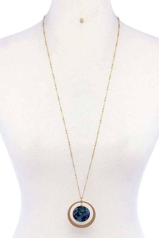 Aligned Double Circle Pendant Necklace And Earring Set - Absolute Fashion 2020
