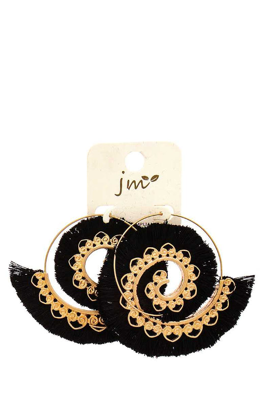 Stylish Tassel Accent Hoop Earring - Absolute Fashion 2020