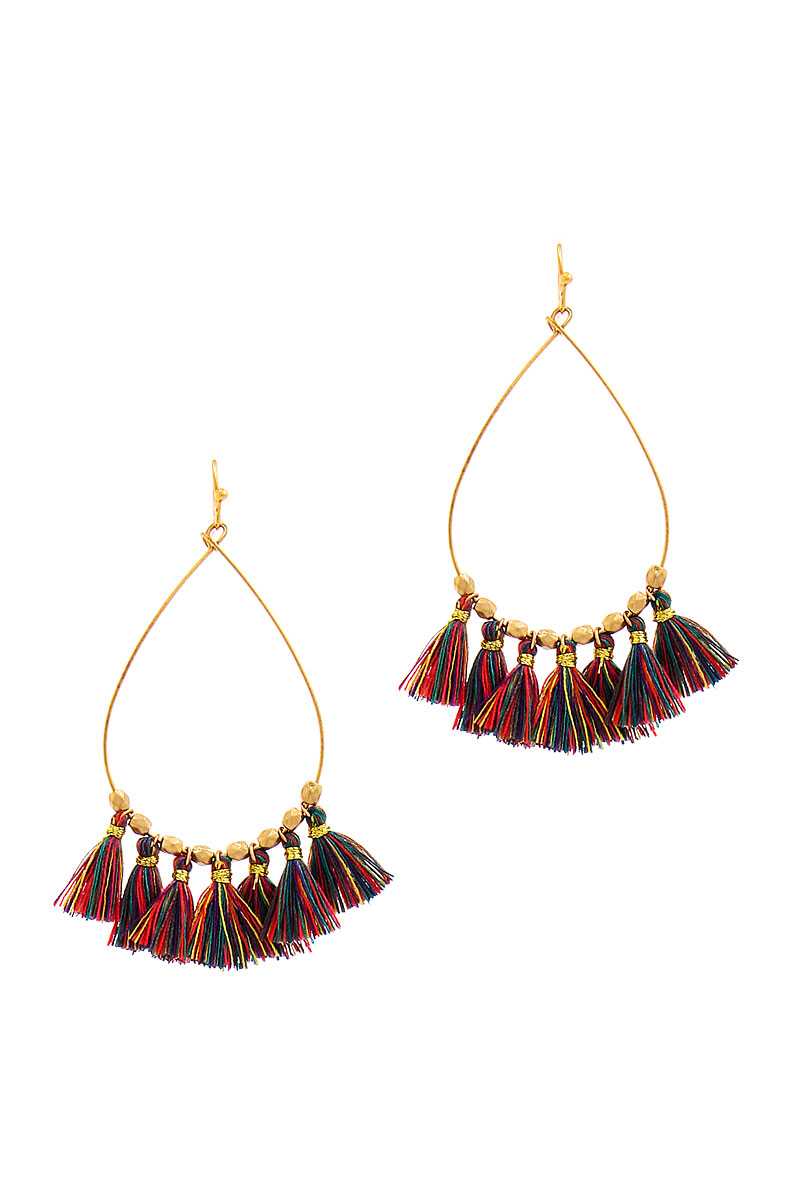 Fashion 7 Mini Tassel Tear Drop Wire Earring - Absolute Fashion 2020