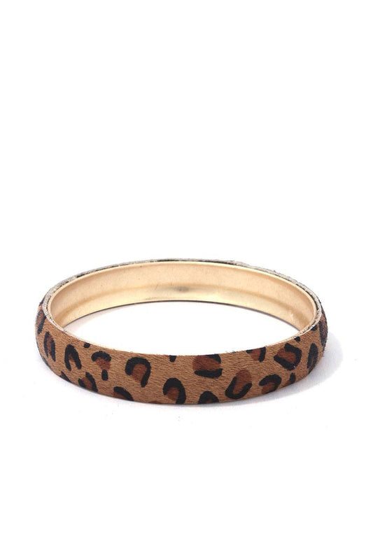 Animal Print Metal Bangle Bracelet - Absolute Fashion 2020