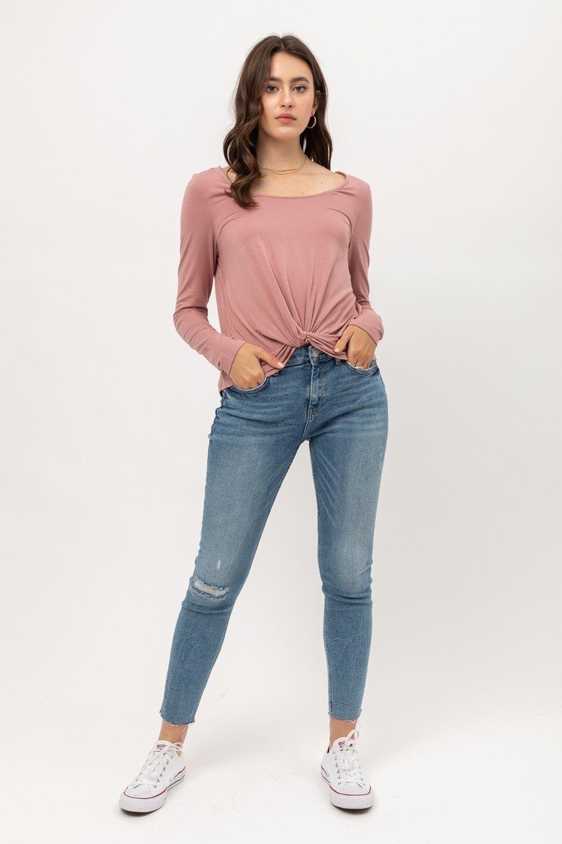 Rayon Span Jersey Front Twisted Top - Absolute Fashion 2020