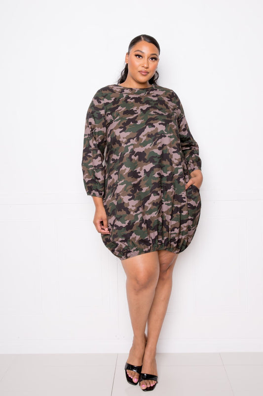 Camo Bubbled Poplin Dress - Absolute Fashion 2020