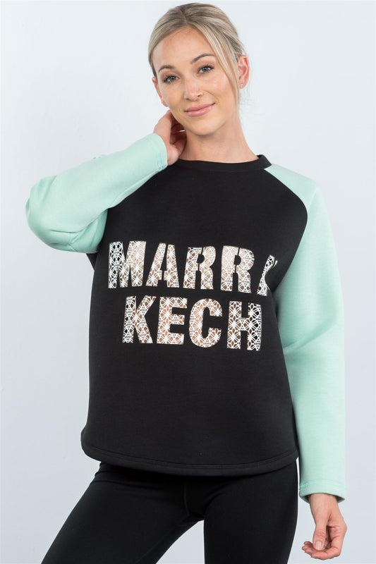 Contrast Sleeve Curved Hem Sweater - Absolute Fashion 2020