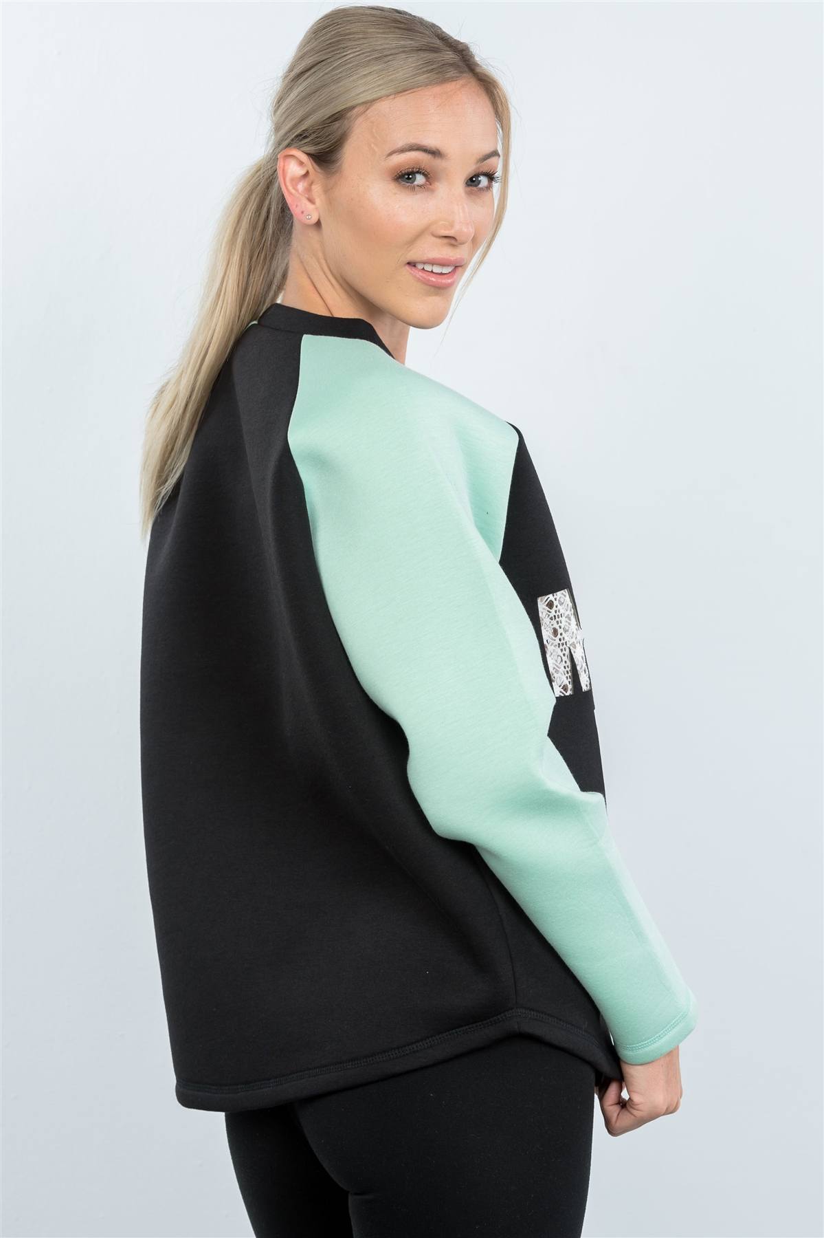 Contrast Sleeve Curved Hem Sweater - Absolute Fashion 2020