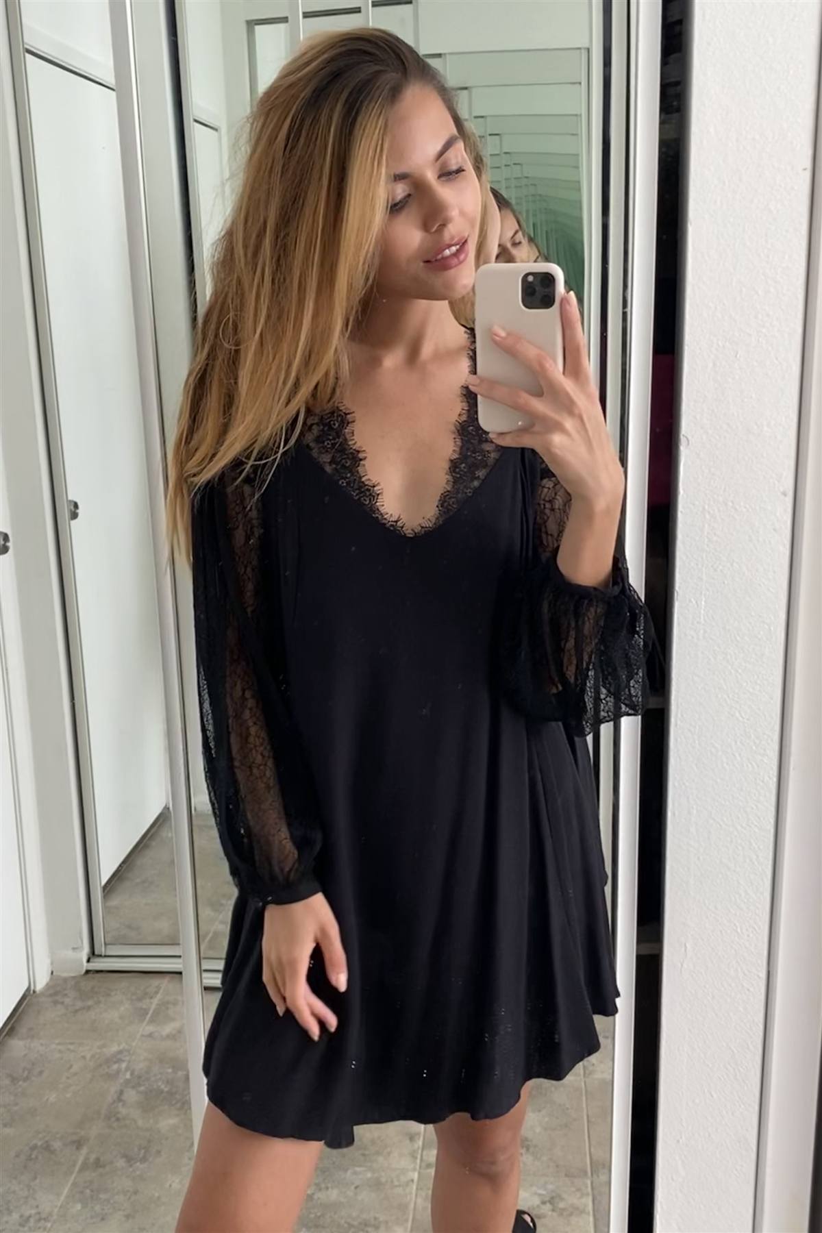 Boho Black Floral Lace Cami Swing Mini Dress - Absolute Fashion 2020