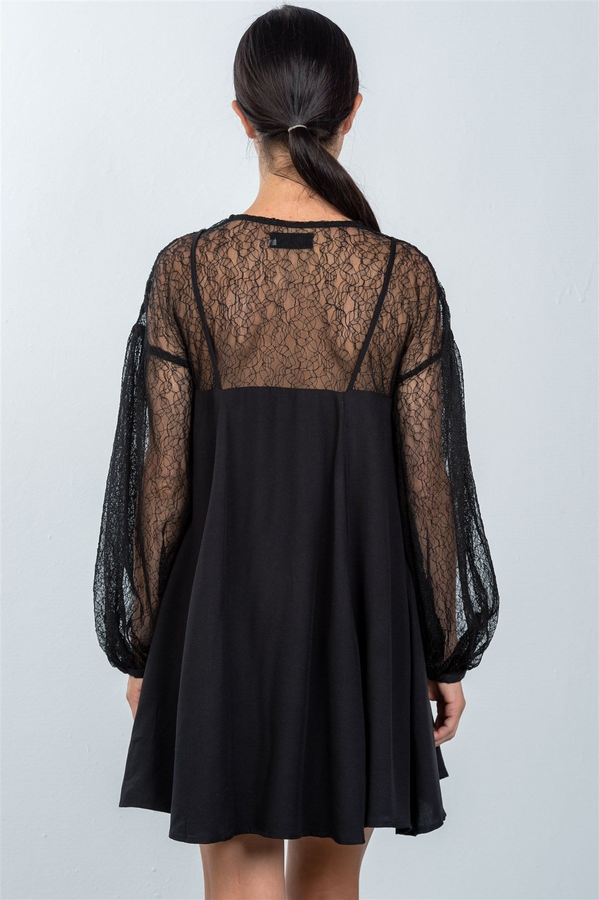Boho Black Floral Lace Cami Swing Mini Dress - Absolute Fashion 2020