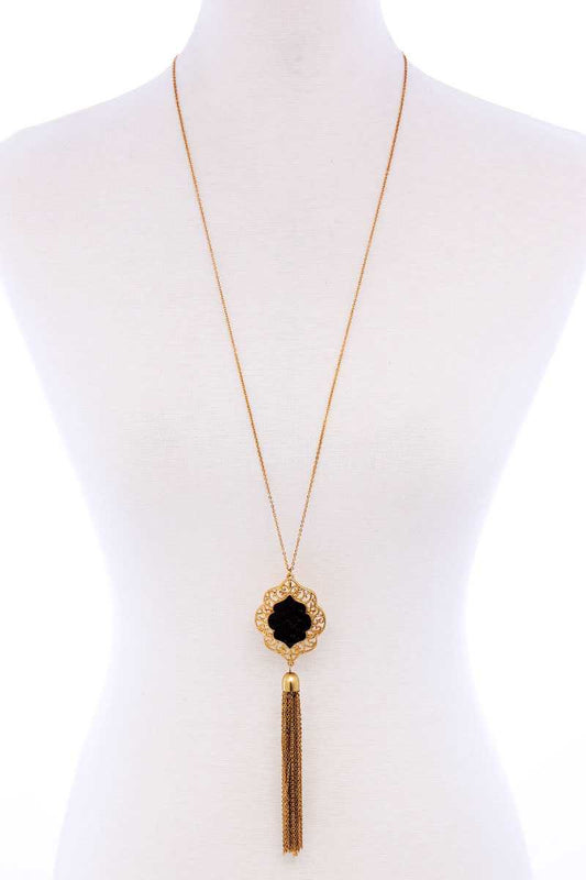 Stylish Chain Tassel Drop Long Necklace - Absolute Fashion 2020