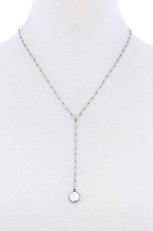 Stylish Fresh Water Pearl Drop Clip Chain Y Necklace - Absolute Fashion 2020