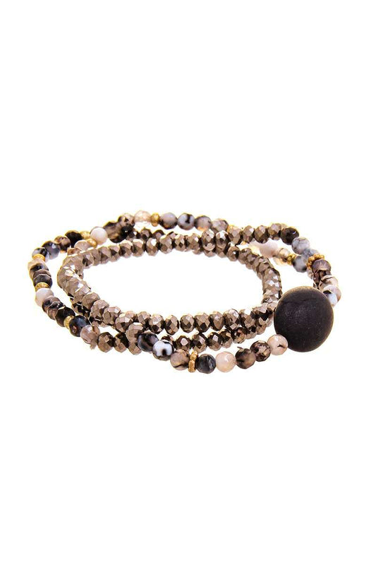 Triple Simple Multi Bead Link Oval Bracelet - Absolute Fashion 2020