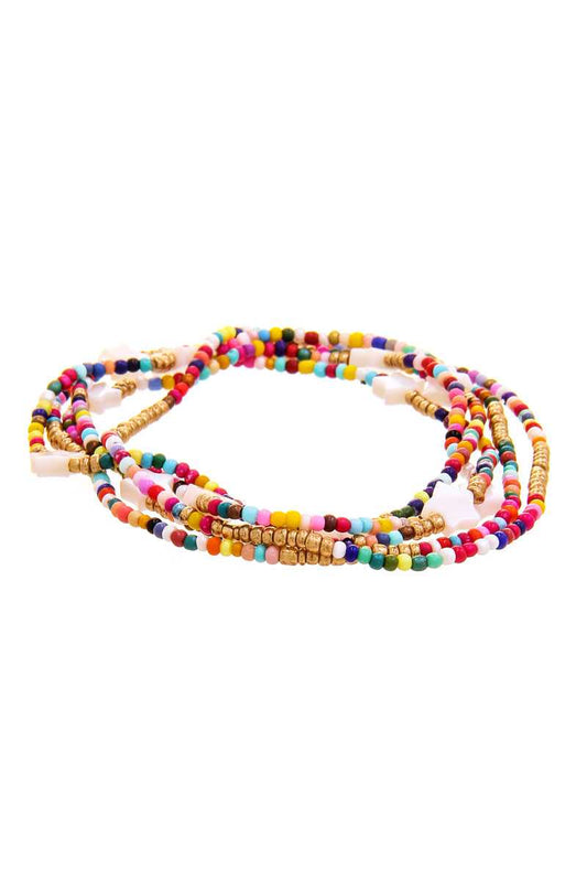 Trendy Multi Layer Colored Bead Star Link Design Bracelet - Absolute Fashion 2020