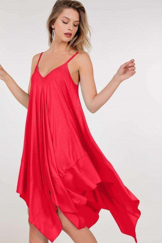 Asymmetrical Shoulder Strap Sleeveless Midi Dress - Absolute Fashion 2020