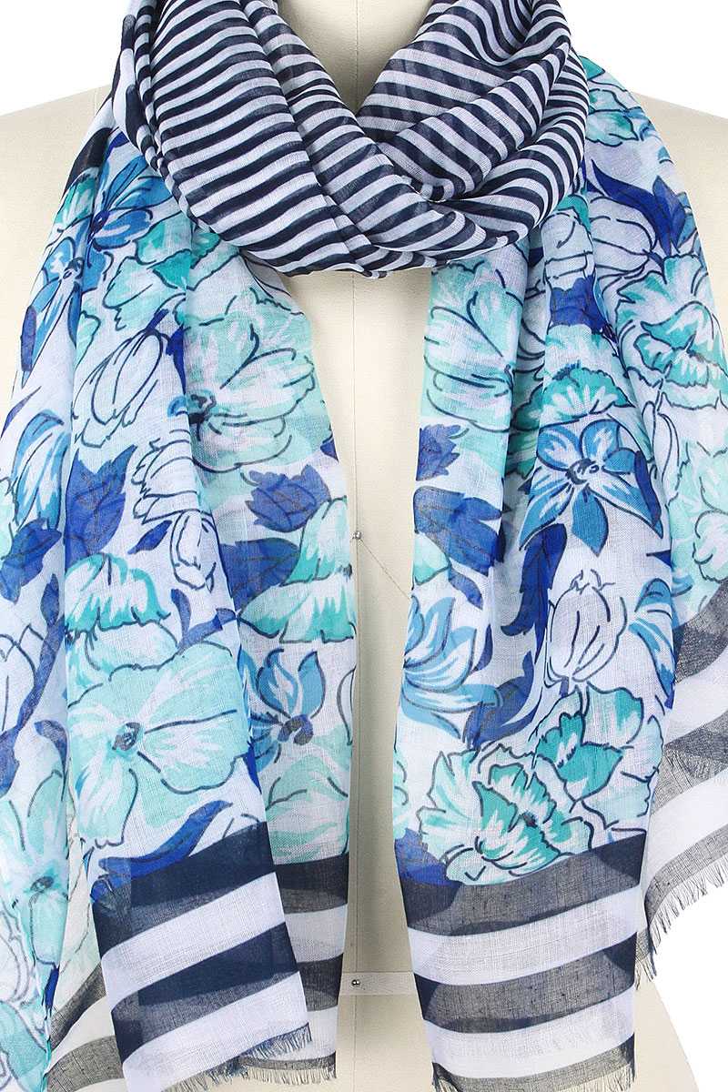 Flower Stripe Print Scarf - Absolute Fashion 2020