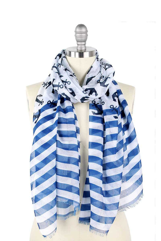 Fashion Anchor And Stripe Print Scarf - Absolute Fashion 2020