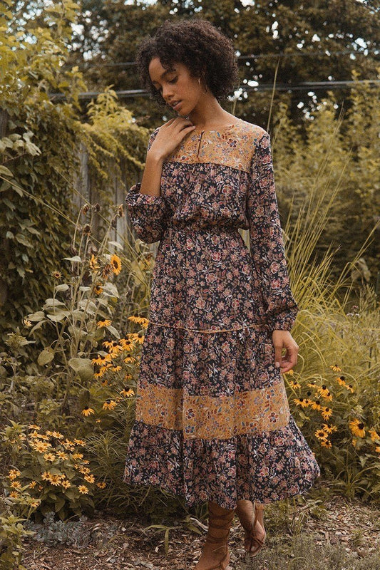 A Floral-print Woven Midi Dress - Absolute Fashion 2020