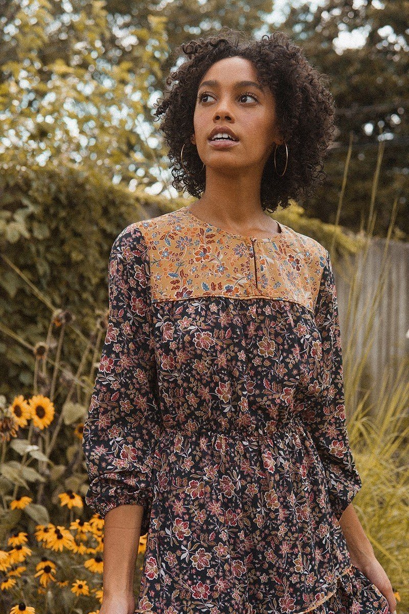 A Floral-print Woven Midi Dress - Absolute Fashion 2020