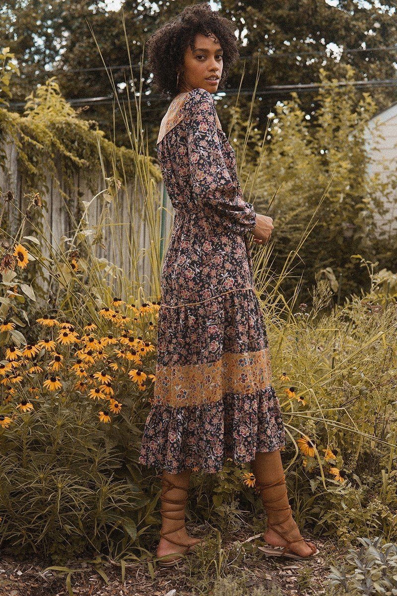 A Floral-print Woven Midi Dress - Absolute Fashion 2020