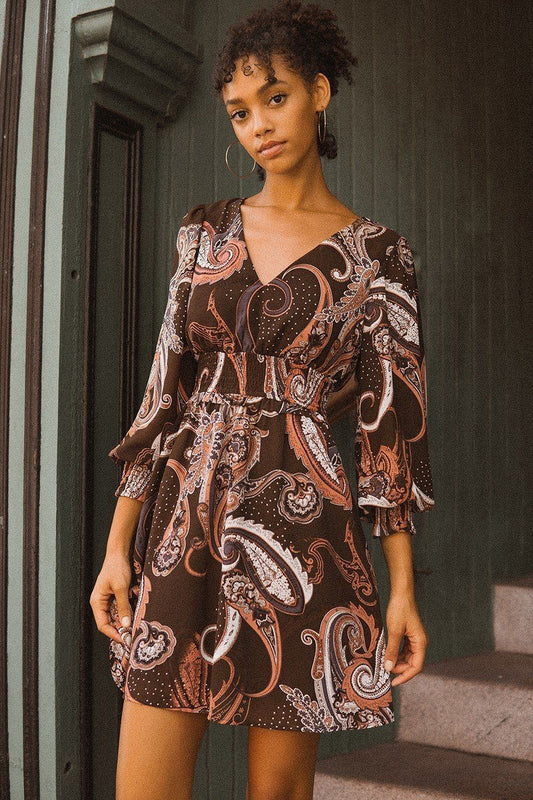A Woven Mini Dress In Vintage Paisley Print - Absolute Fashion 2020