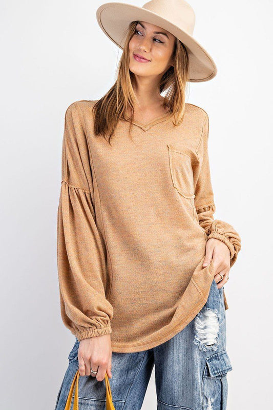 Bubble Slvs Multi Tone Light Hacci Sweater Top - Absolute Fashion 2020