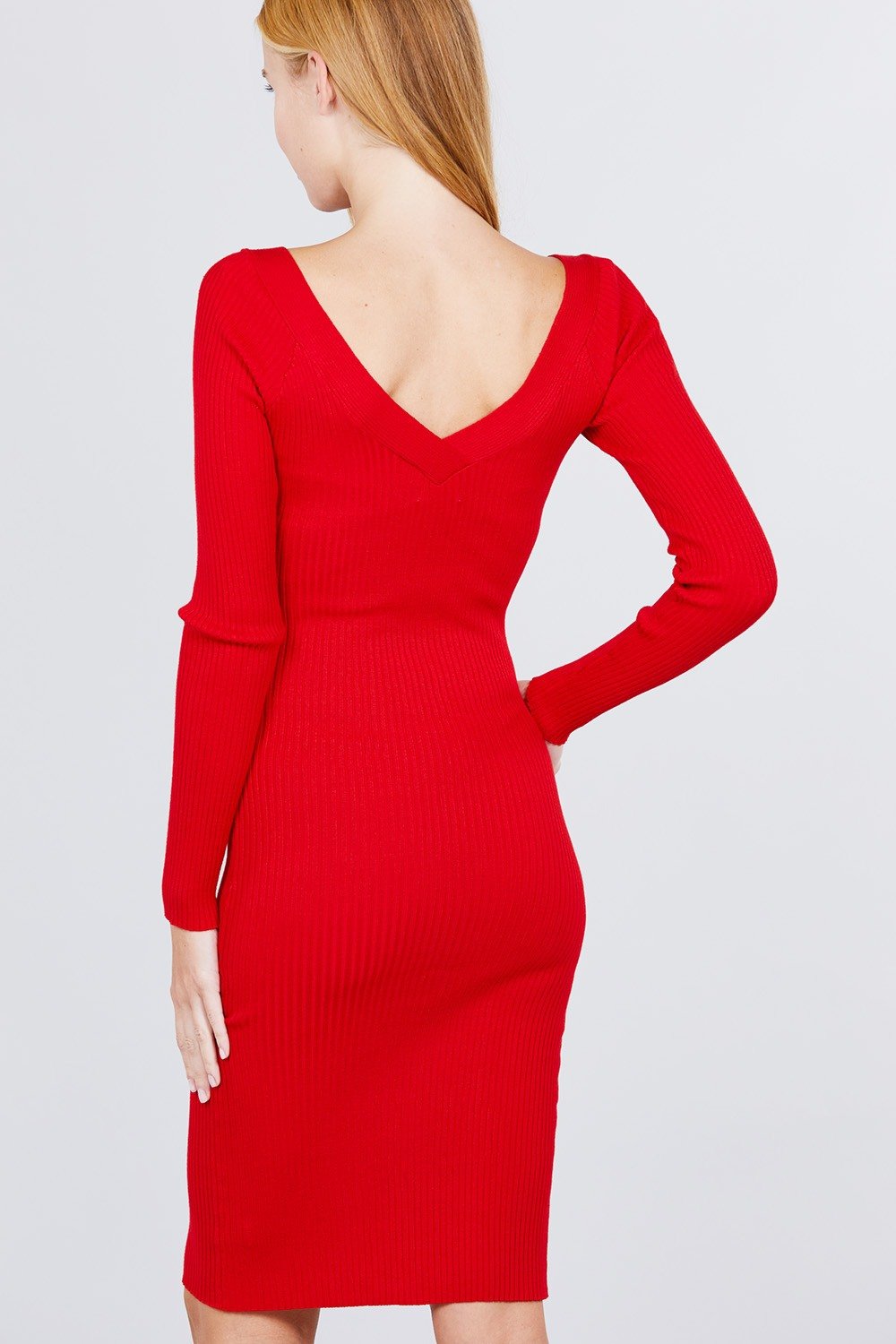 V-neck Twist Detail Sweater Dress - Absolute Fashion 2020