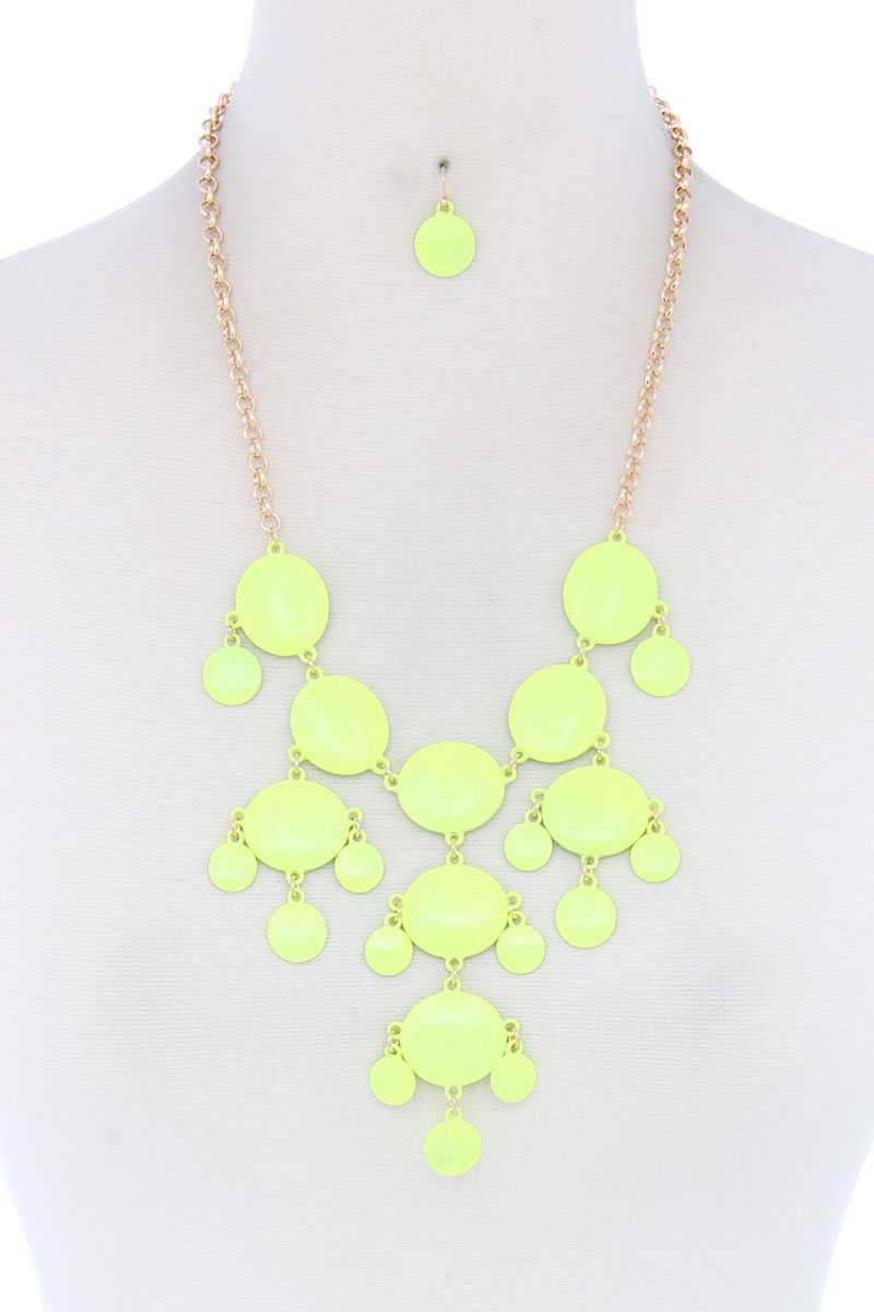Brushed Oval Shape Dangle Metal Necklace - Absolute Fashion 2020