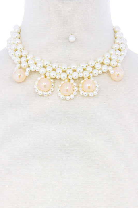 Chunky Rose Pearl Deco Choker Necklace - Absolute Fashion 2020