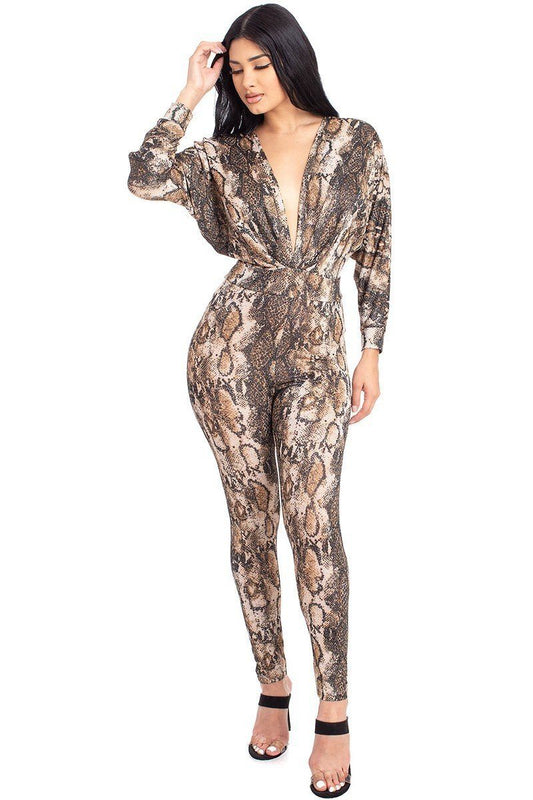 Animal Print Dolman Sleeve Jumpsuits - Absolute Fashion 2020