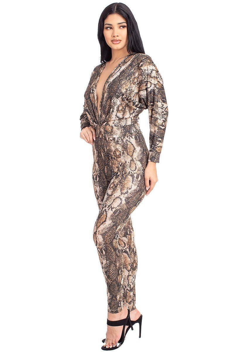 Animal Print Dolman Sleeve Jumpsuits - Absolute Fashion 2020