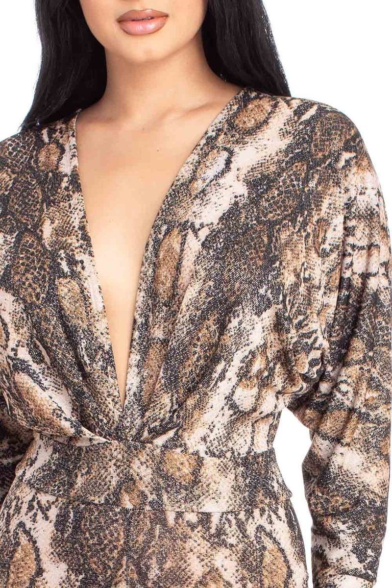 Animal Print Dolman Sleeve Jumpsuits - Absolute Fashion 2020