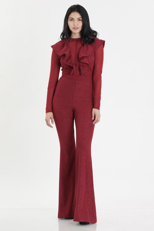 Glittered Stretch Crepe Solid Jumpsuits - Absolute Fashion 2020