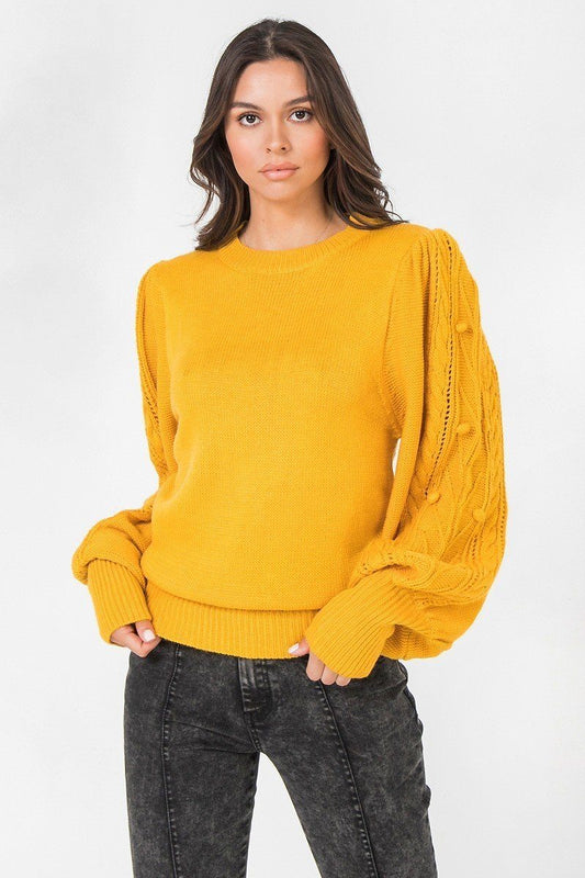 A Sweater Featuring Round Neckline, Puff Sleeves With Wide Cuffs - Absolute Fashion 2020