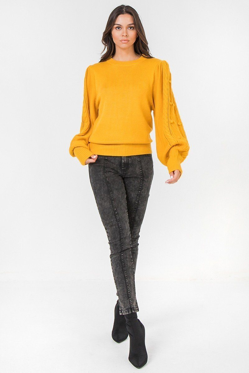 A Sweater Featuring Round Neckline, Puff Sleeves With Wide Cuffs - Absolute Fashion 2020