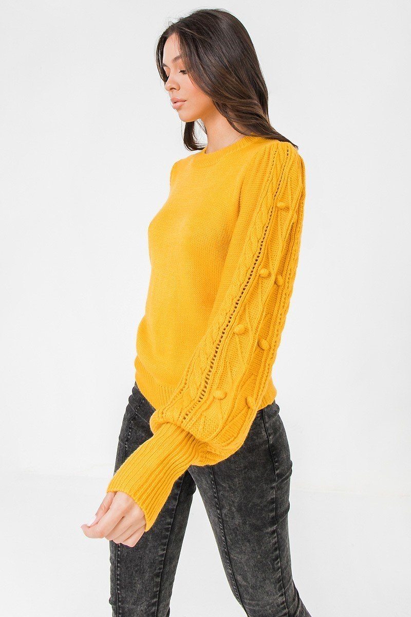 A Sweater Featuring Round Neckline, Puff Sleeves With Wide Cuffs - Absolute Fashion 2020