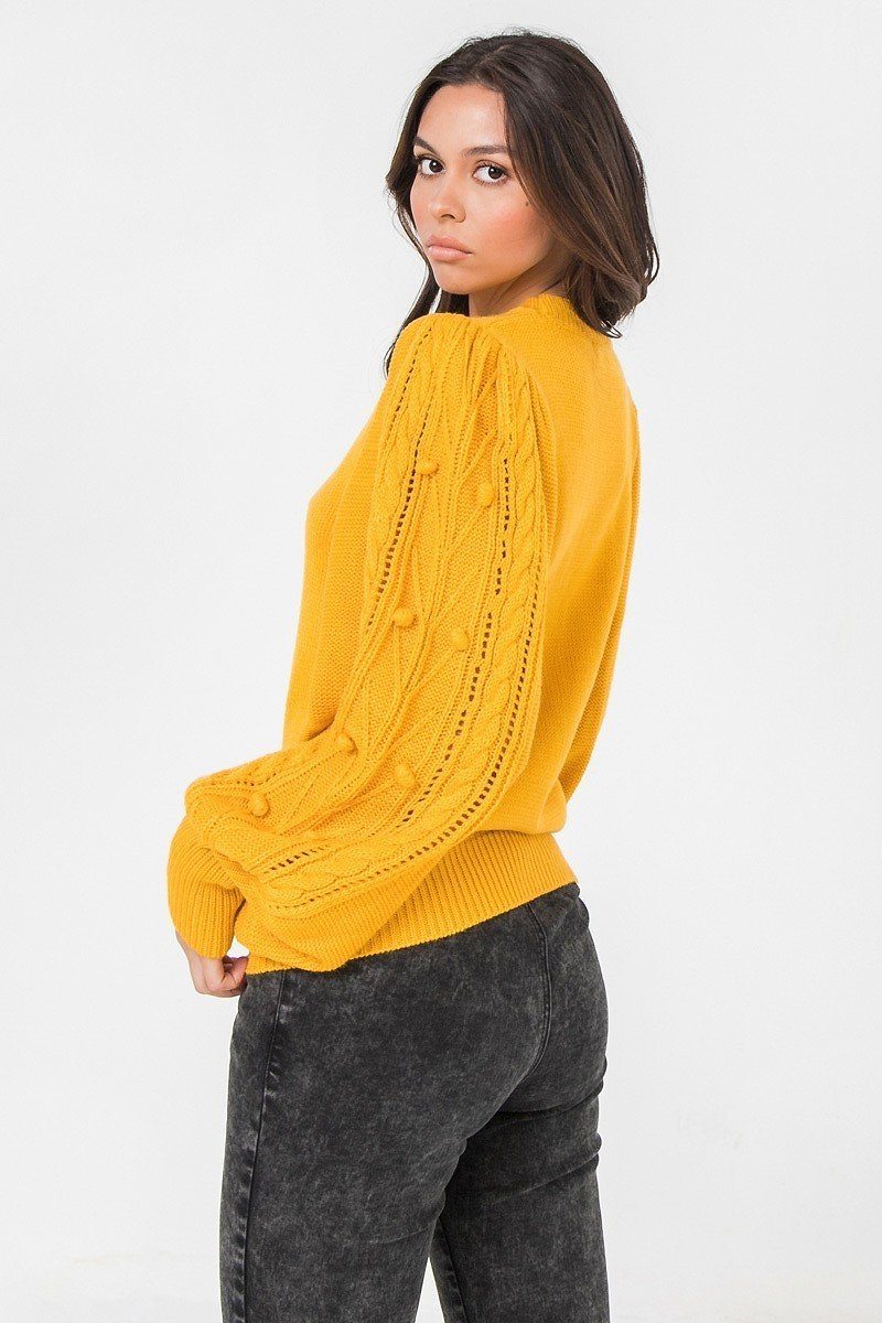 A Sweater Featuring Round Neckline, Puff Sleeves With Wide Cuffs - Absolute Fashion 2020