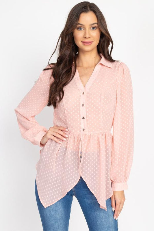 Flounce Hem Polka Dot Blouse - Absolute Fashion 2020