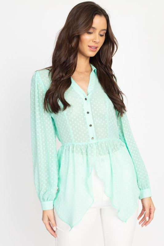 Flounce Hem Polka Dot Blouse - Absolute Fashion 2020