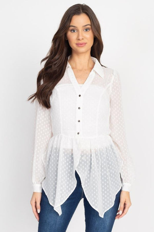 Flounce Hem Polka Dot Blouse - Absolute Fashion 2020