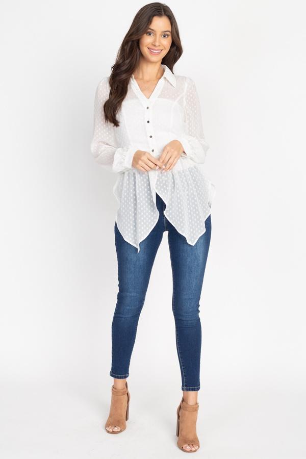 Flounce Hem Polka Dot Blouse - Absolute Fashion 2020