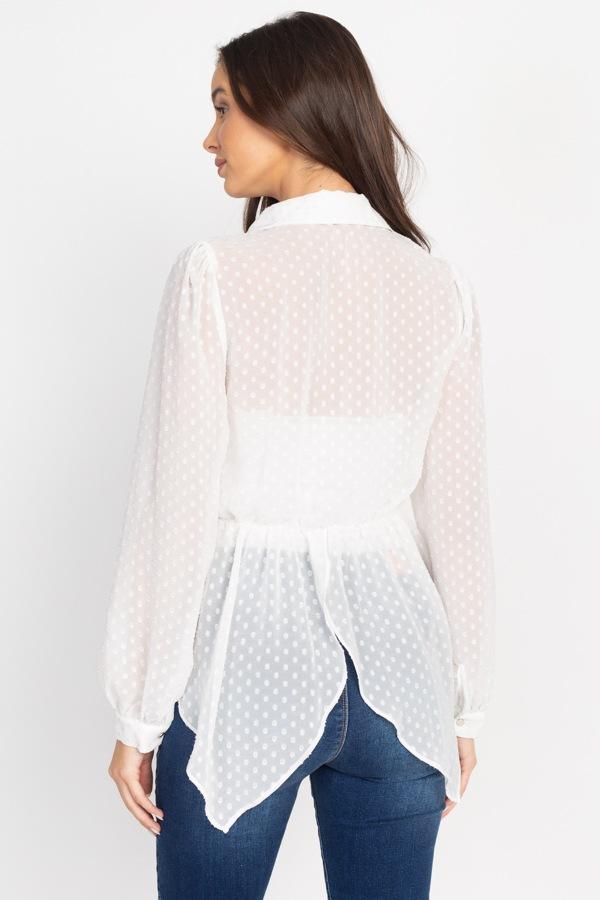 Flounce Hem Polka Dot Blouse - Absolute Fashion 2020