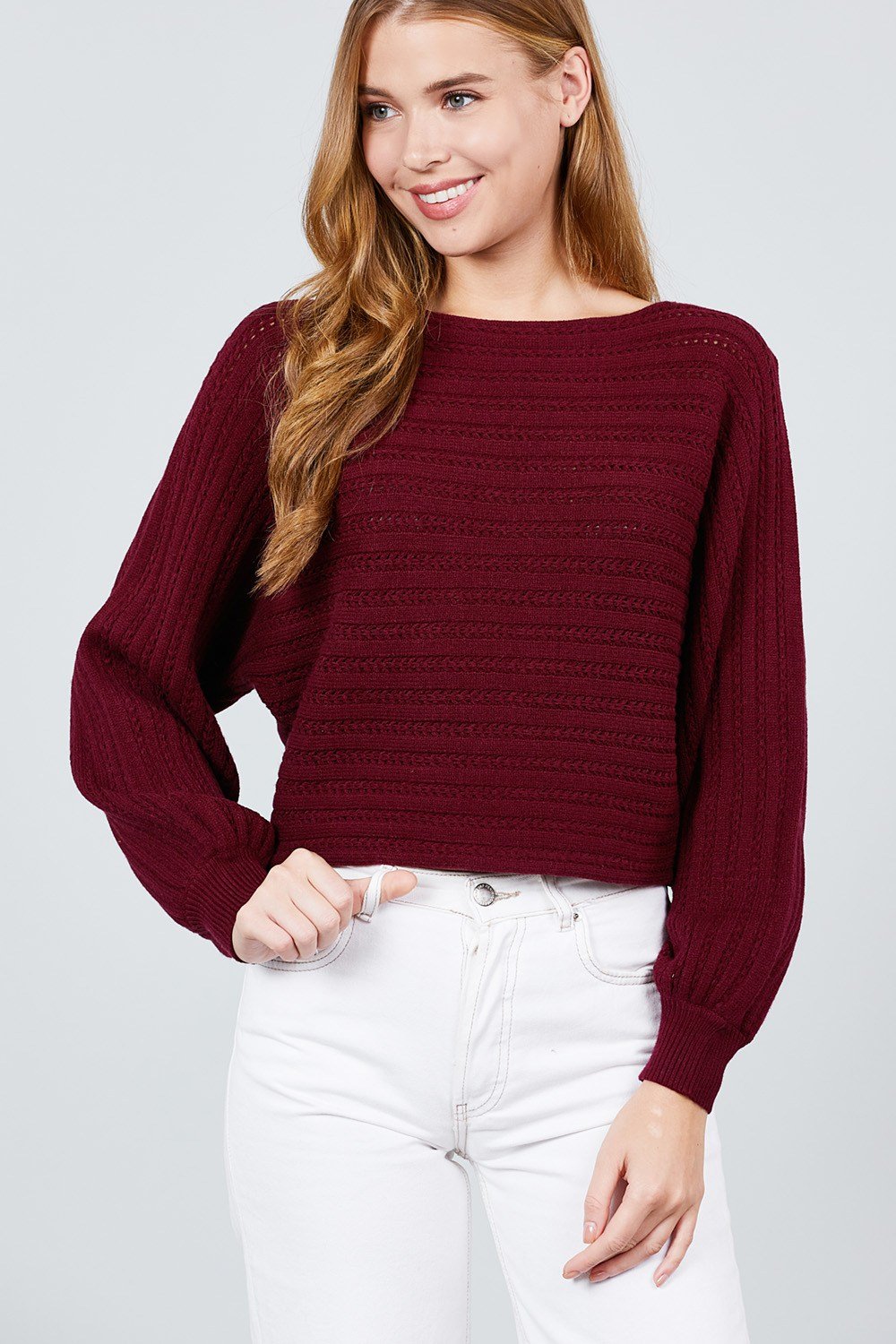 Dolman Sleeve Boat Neck Sweater - Absolute Fashion 2020