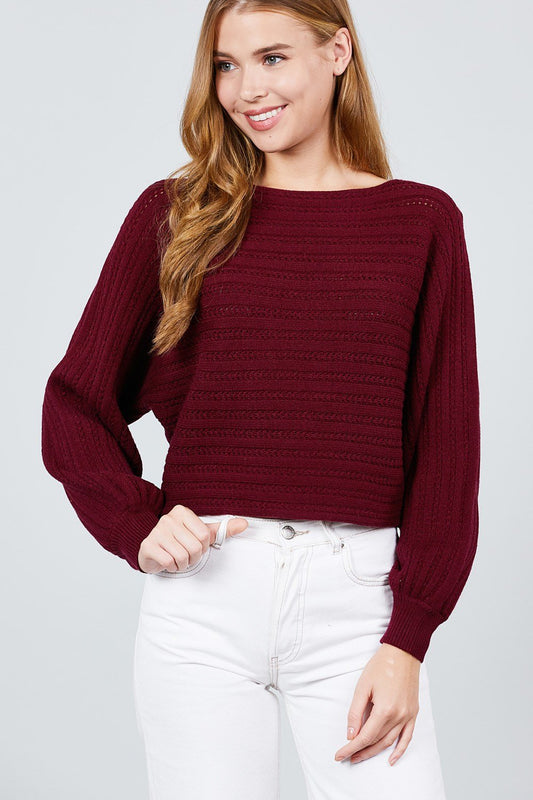 Dolman Sleeve Boat Neck Sweater - Absolute Fashion 2020