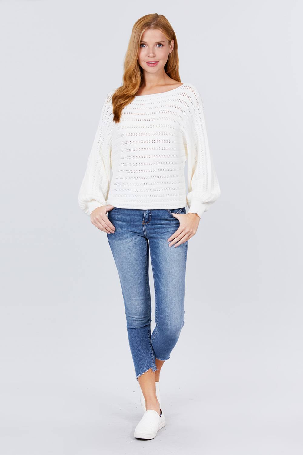 Dolman Sleeve Boat Neck Sweater - Absolute Fashion 2020