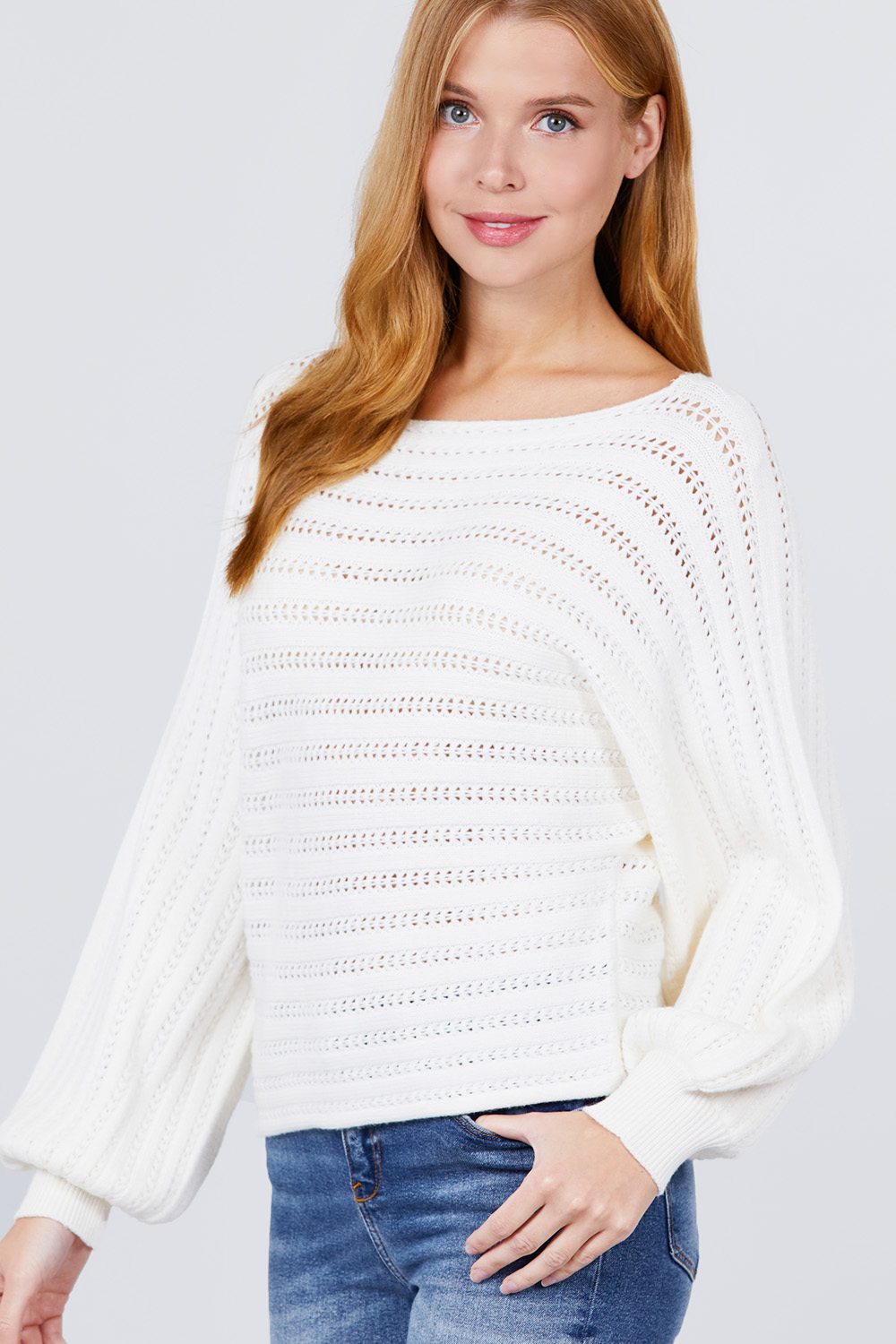 Dolman Sleeve Boat Neck Sweater - Absolute Fashion 2020